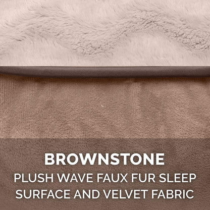 Orthopedic Dog Bed for Large Dogs W/ Removable Bolsters & Washable Cover, for Dogs up to 125 Lbs - Plush & Velvet Waves Perfect Comfort Sofa - Brownstone, Jumbo Plus/Xxl