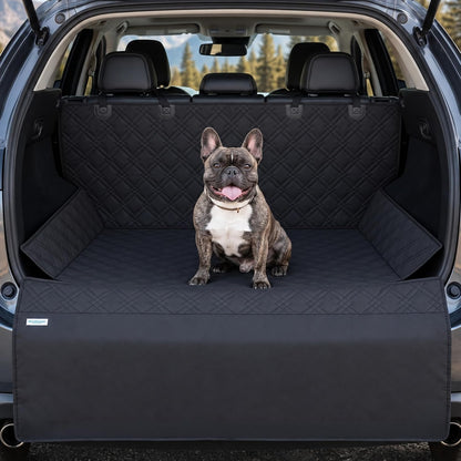 Bulldogology SUV Cargo Liner for Dogs 55"X82" Heavy Duty Pet Trunk Cargo Cover Area - Trunk Cover Car Protector for Dogs Waterproof Nonslip Mat - Dog Cargo Liner Suvs Vans Cars (Large, Black)