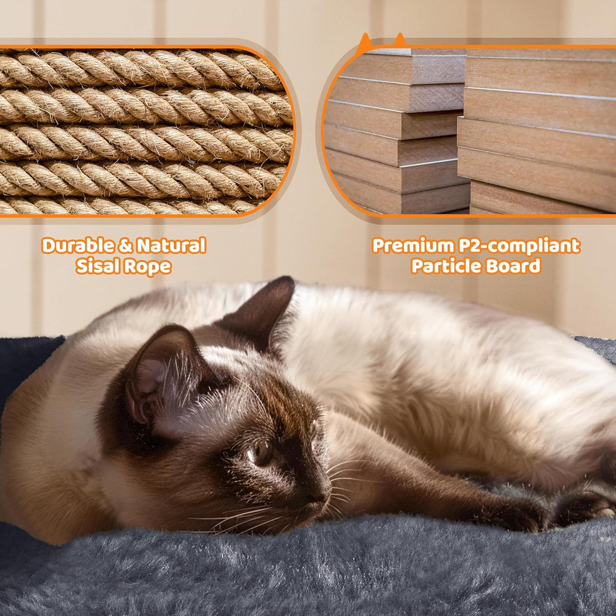 69In Cat Tree Tower, 2 Condos, Scratching Posts & Cat-Ear Perches