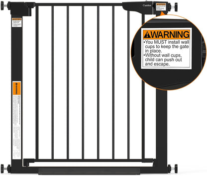29.7-51.5 in Extra Wide Baby Gate for Stairs, Dog Gate Indoor Black