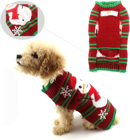 Dog Snow Sweaters - Xmas, New Year & Christmas Sweaters for Small Dog and Cat (Snowman, XXS)