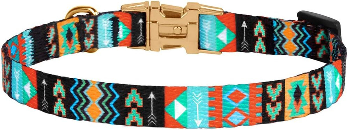 Nylon Dog Collar with Metal Buckle Tribal Pattern Puppy Adjustable Collars for Small Dogs (Tribal, Neck Fit 7"-11")