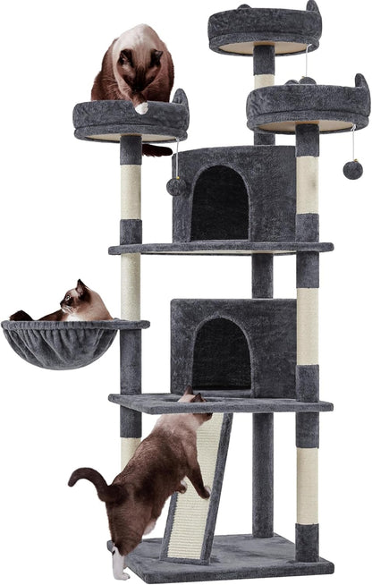 69In Cat Tree Tower, 2 Condos, Scratching Posts & Cat-Ear Perches