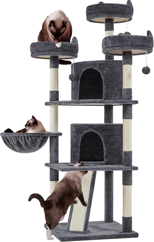69In Cat Tree Tower, 2 Condos, Scratching Posts & Cat-Ear Perches