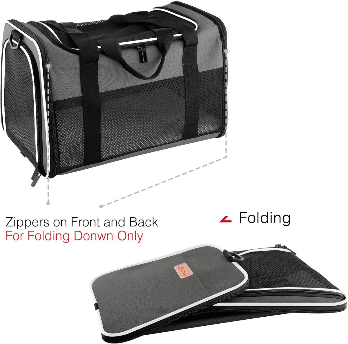 Portable Soft-Sided Cat and Dog Carrier - Foldable Pet Travel Bag for Pets up to 22 lbs, Airline Approved