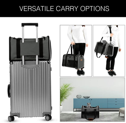 Portable Soft-Sided Cat and Dog Carrier - Foldable Pet Travel Bag for Pets up to 22 lbs, Airline Approved
