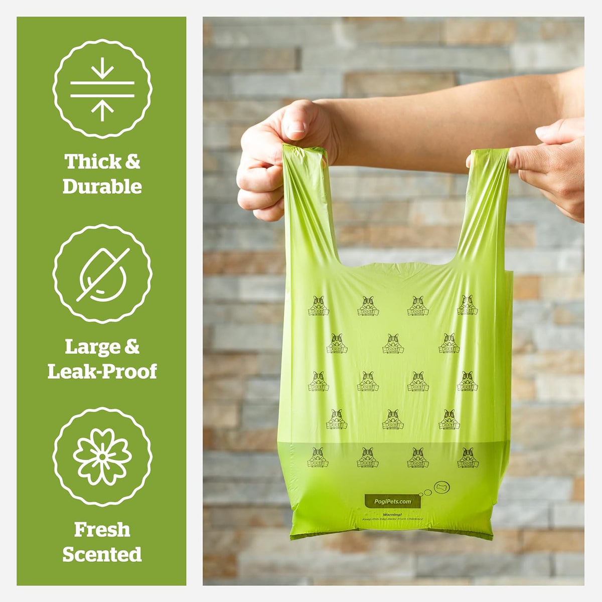 Pogi'S Large Dog Poop Bags with Handles, Fresh Scent, Extra Thick, 900 Bags