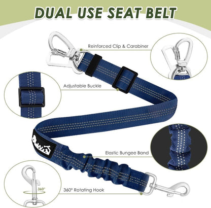 Dog Car Harness Seat Belt Set, Seatbelt with 2 in 1 Buckle, M