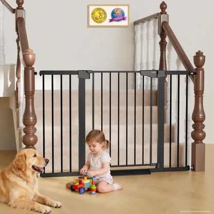 29.7-51.5 in Extra Wide Baby Gate for Stairs, Dog Gate Indoor Black