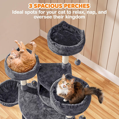 69In Cat Tree Tower, 2 Condos, Scratching Posts & Cat-Ear Perches