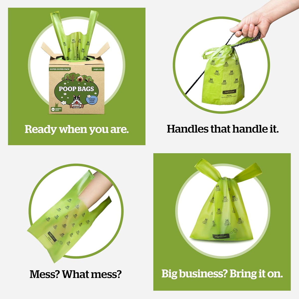 Pogi'S Large Dog Poop Bags with Handles, Fresh Scent, Extra Thick, 900 Bags