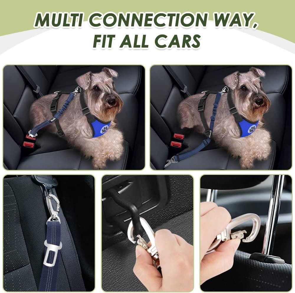 Dog Car Harness Seat Belt Set, Seatbelt with 2 in 1 Buckle, M